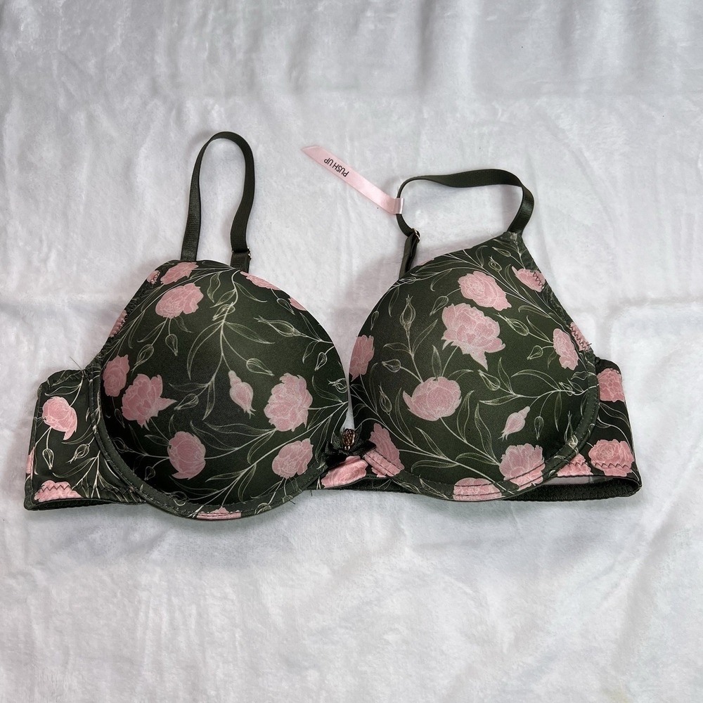 Daisy Fuentes NWOT Women's  Bra Push Up Green Floral Underwire Smooth Cup 36 C